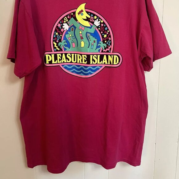 Disney Parks Pleasure Island Vintage Logo Pink Women's T-Shirt XL - Picture 4 of 5